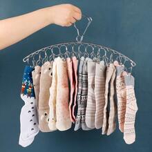 Windproof Clothes Drying Rack, Thick Stainless Steel Laundry Hanger For Drying Socks, Bras, Underwear, Stockings And Gloves - Silver - View 9