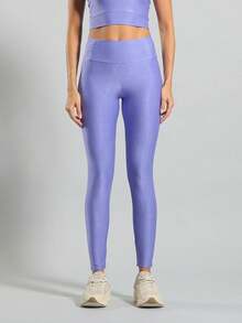 FITNATION Leggings Set With Waistband Pocket + Longline Cropped Top In Micro-Ribbed Fabric With SHINE And HIGH Elasticity And Support. - Red Violet - View 2