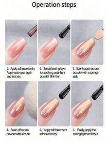 1g Polvo de uñas de arcoíris con efecto de espejo aurora - 6 colores, crea un efecto de uñas soñadoras - Multicolor - Ver 5