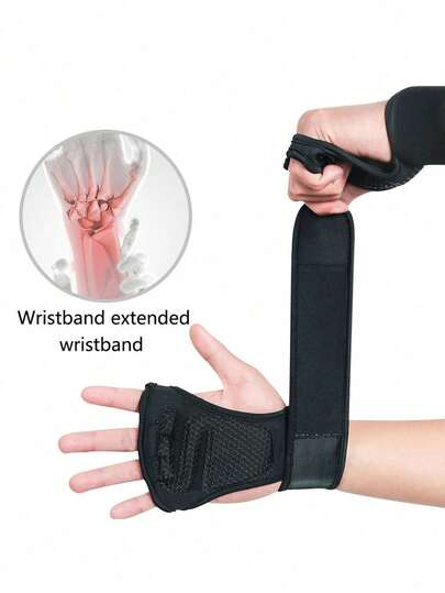 1双健身手套，防滑腕部支撑，适用于卧推、引体向上、硬拉等运动，男女通用户外健身运动手套，简约多功能运动手套