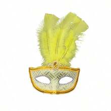 1pc Glitter Feather Masquerade Mask, Sexy Party Festival Makeup Costume Feather Eye Mask For Women - Multicolor - View 17