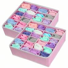 1pc/2pcs Underwear Storage Box With Drawers And Dividers, 24-Grid Drawer Type Storage Box Suitable For Socks, Underwear, Ties And Handkerchiefs - Soft Pink - Pink (white Edge) - View 3