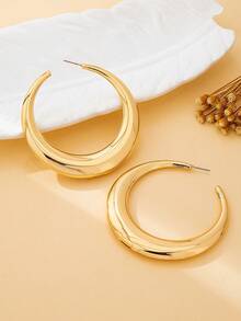 Women's Jewelry Set, Minimalist Smooth Choker Necklace & Hoop Earrings, Suitable For Daily Wear And Vacation - Necklace and Earrings Set - View 5