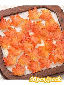 50颗16*15mm彩色渐变釉面枫叶吊坠DIY饰品制作散珠，适用于手链、项链、耳环、手机挂饰、包包挂件，创意生日礼物 - 楓葉 - 查看 9