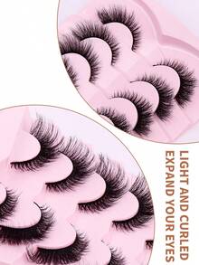 7 对卡通风格假睫毛，3D 蓬松假睫毛，猫眼假睫毛，自然浓密假睫毛，浓密睫毛嫁接，旅行必备化妆工具。 - 查看 5