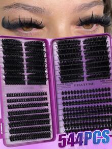 544/608 PCS Lash Extension Kit, Spikes Cluster Lashes,.Cartoon Style Eyelash Clusters, Anime Eyelash Extensions, Natural Looking Eyelash Clusters, Fairy Eyelash Clusters, Suitable For Beginners - Purple - View 13