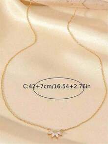Women's Copper Zirconia Circle Link & Bow Pendant Necklace, Everyday & Gift - 1pc - 查看 4