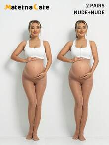 1条孕妇经典纯色打底裤，80D半透明尼龙材质，支撑腹部，不紧绷，柔软亲肤，适合日常休闲穿着。 - 杏色 - 查看 11