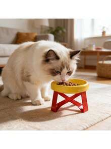 15° Tilted Anti-Vomiting Raised Pet Feeding Bowl, High Stand Cat/Dog Bowl, Protective Neck & Spine Design, Non-Slip Wide Base, Durable Plastic Material, Suitable For Cats & Small Dogs, Wet & Dry Food, Practical Pet Gift - 350ml - View 2