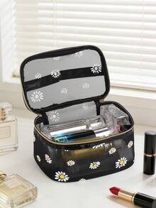 3pcs/Set Large Capacity Fashionable Minimalist Transparent Hollow Mesh Cosmetic Bag, Suitable For Travel, Outdoor, Home Use - Black - View 7