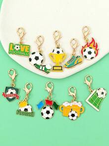10个/套 2026新款足球主题金属钥匙扣，珐琅滴彩元素，足球图案，2026足球比赛球迷钥匙扣吊坠，精致男女时尚背包挂件，钥匙扣配件礼品 - 10pcs - 查看 8
