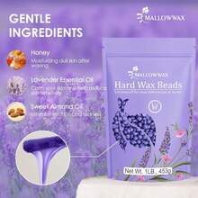 Mallowwax Hard Wax Beads, Wax Beans For Hair Removal, Natural Lavender, Stripless, Coarse Body Hair Specific - Ideal For Bikini, Brazilian, Legs, Underarms, Chest, 16 Ounce - ColorI - 查看 2