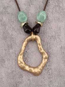 1件极简主义夸张几何吊坠项链，串珠绳项链，波西米亚风格首饰，男女朋友礼物，日常佩戴 - 串珠 - 查看 3