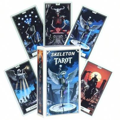 78pcs Skull Tarot Cards, Fortune Telling Divination Cards, Gothic Style And Surreal Dark Aesthetics
