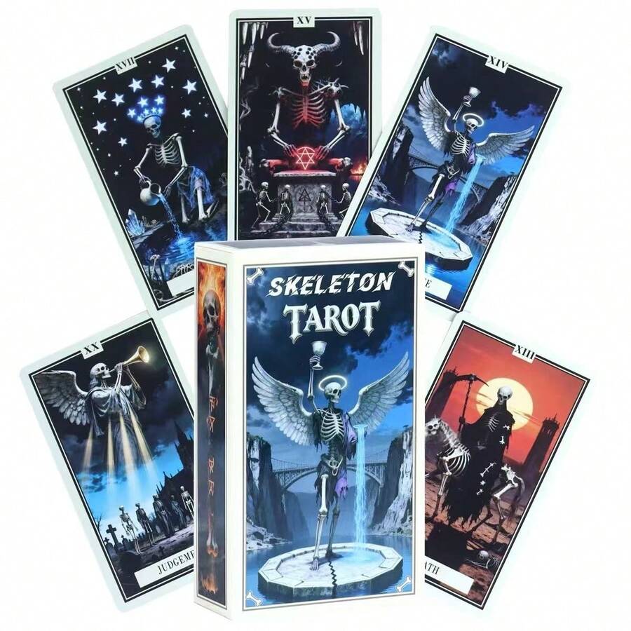 78pcs Skull Tarot Cards, Fortune Telling Divination Cards, Gothic Style And Surreal Dark Aesthetics - Multicolor - View 1