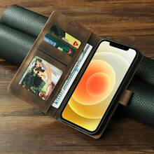 Funda de teléfono de cuero premium con ranura para tarjeta, tapa con cierre magnético, uso empresarial, 6ta generación - Marrón - Ver 5