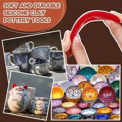 Pottery, Clay, Silicone Ceramic Tools - 3/4/10pcs Soft Rubber Scrapers, Various Styles Of Ceramic Scrapers, Hand Polishing Ceramic Tools, Classic Colors, Classic Styles