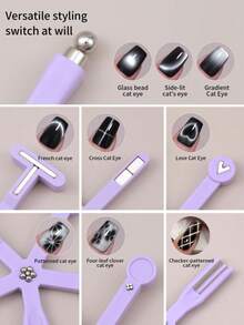 1pc Professional 8-In-1 Cat Eye Magnetic Nail Art Tool, Strong Magnetic Multifunctional Magnet - Multicolor - View 8