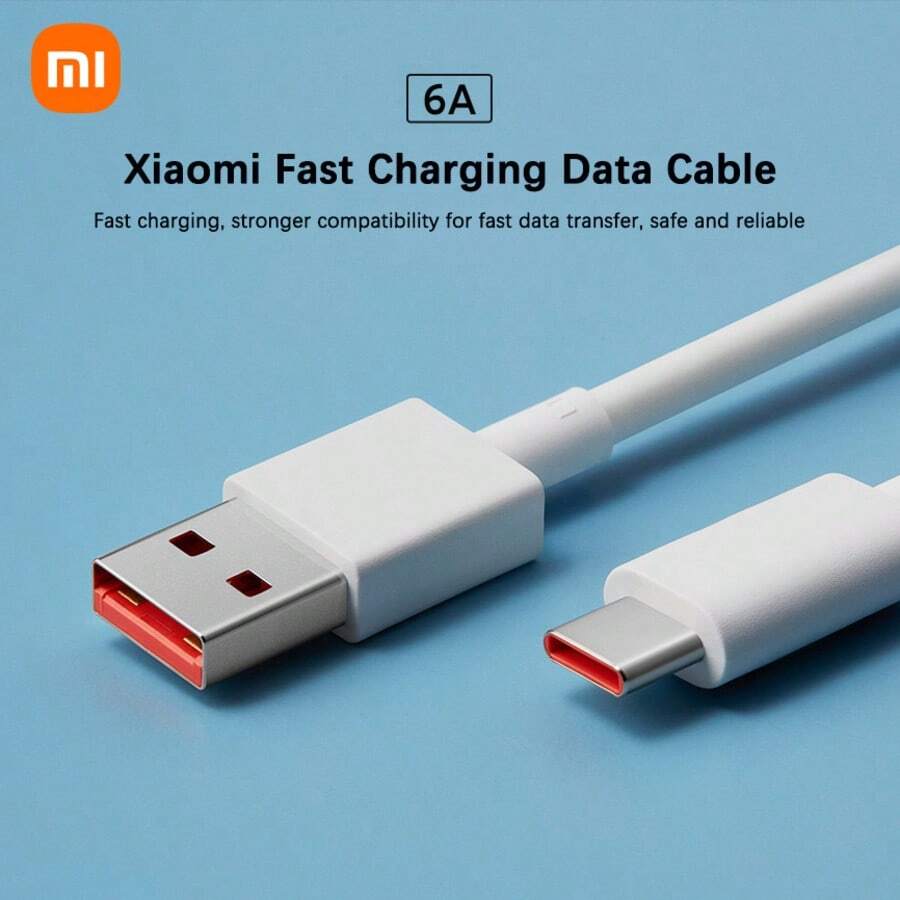 Xiaomi 防缠绕PVC数据线，3.3英尺（约1米）Type-C数据线，支持120W/67W/45W/33W快充，兼容小米/红米/POCO/一加安卓设备，小米6A Type-C快充数据线，女士节礼物 - 白色 - 查看 1