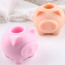 DIY 3D动物烛台模具，可爱小猪造型硅胶蜡烛模具 - 白色 - 查看 3