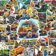 60pcs Stickers Of Cartoon Engineering Vehicles - Waterproof Vinyl, Suitable For Laptop Cases, Mobile Phone Covers, Guitars, Skateboards, Etc. - Cartoon Aesthetic DIY Scrapbook, Children's Gift - A - View 1