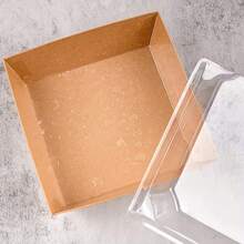 20个（20个盒子+20个盖子）棕色方形蛋糕盒，带盖，适用于三明治、面包、零食、饼干、水果蛋糕和瑞士卷。 - 棕色 - 查看 6