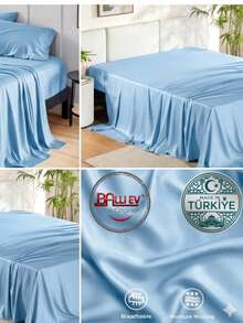 Hotel Quality Luxury Flat Sheet – Wrinkle-Free Solid Blue Bedding - Baby Blue - View 15