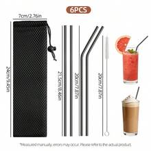 6er Edelstahl Strohhalm Set, enthält 4 Metallstrohhalme, 1 Reinigungsbürste und 1 Aufbewahrungstasche, Kombination aus geraden und gebogenen Strohhalmen, geeignet für Kaffee, Milchtee und andere Getränke, perfekt für Outdoor-Nutzung/Camping/Picknick/Hochzeit/Geburtstagsfeier/Muttertag - Übersicht 11