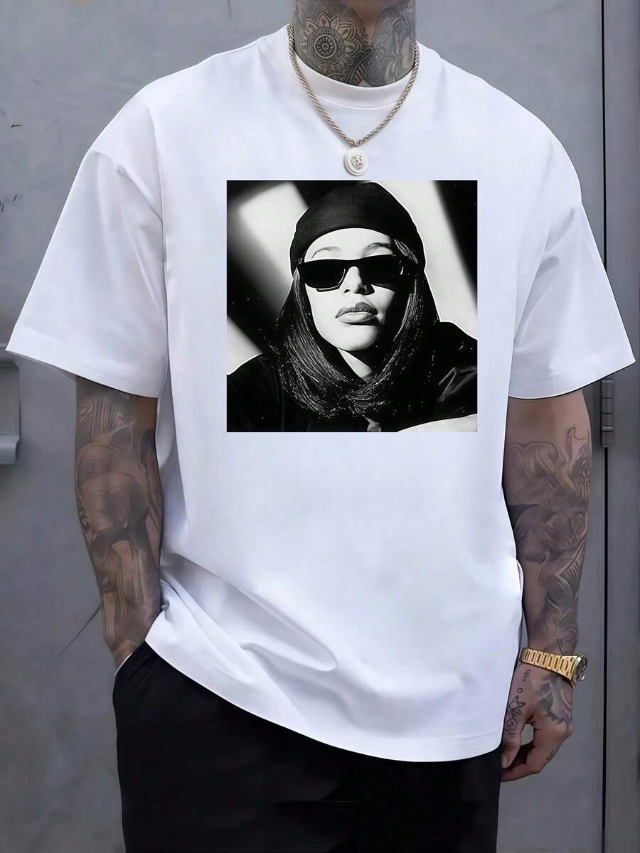 Figura abstracta en tonos oscuros que representa la fuerza interior y la dualidad entre luz y sombra simbolizando misterio y energía con un estilo urbano moderno ideal para expresar personalidad única camiseta de hombre de algodón cómoda y casual para diario - Blanco - Ver 1