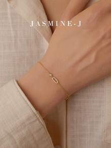 1pc S925 Sterling Silver Geometric Cubic Zirconia Square Bracelet, Minimalist Elegant Design, Suitable For Women's Daily Wear, Mother's Day Gift - Multicolor - View 5