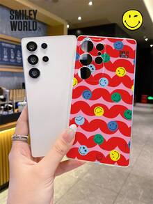 Smiley World Expression SmileyWorld® 1件装减震全包覆TPU材质透明手机壳，可爱黄色笑脸图案，UV印刷，兼容三星、Nothing、Pixel系列手机，适合节日礼物、通勤使用，防摔高品质设计 - 彩色 - 查看 1