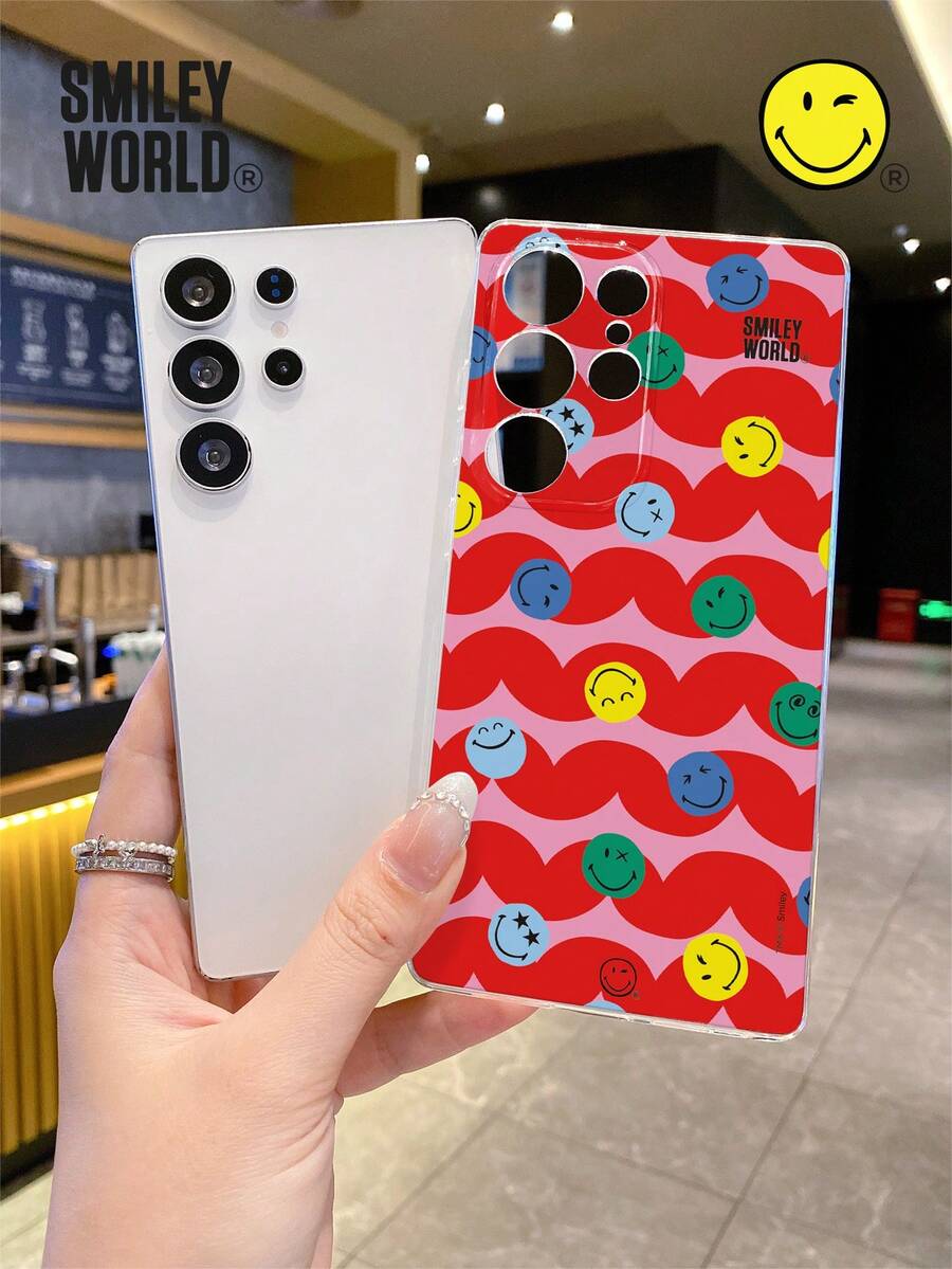 Smiley World Expression SmileyWorld® 1件装减震全包覆TPU材质透明手机壳，可爱黄色笑脸图案，UV印刷，兼容三星、Nothing、Pixel系列手机，适合节日礼物、通勤使用，防摔高品质设计 - 彩色 - 查看 1