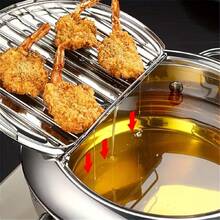 Premium Stainless Steel Compact Deep Fry Pan With Precise Thermometer, Secure Lid & Convenient Drip Rack, Ideal For Tempura, French Fries, Shrimp, Chicken Wings & Various Homemade Fried Foods, Perfect Small-Size Deep Frying Pot - View 3