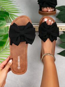 Sandalias negras con lazo de estilo clásico retro de moda primavera/verano para mujer de la marca KATE MIUCH, con estilo británico académico, juvenil y romántico, ideales para vacaciones, playa, viajes, Día de San Valentín, Día de la Madre, fiestas y uso en interiores del hogar. - Negro - Ver 2