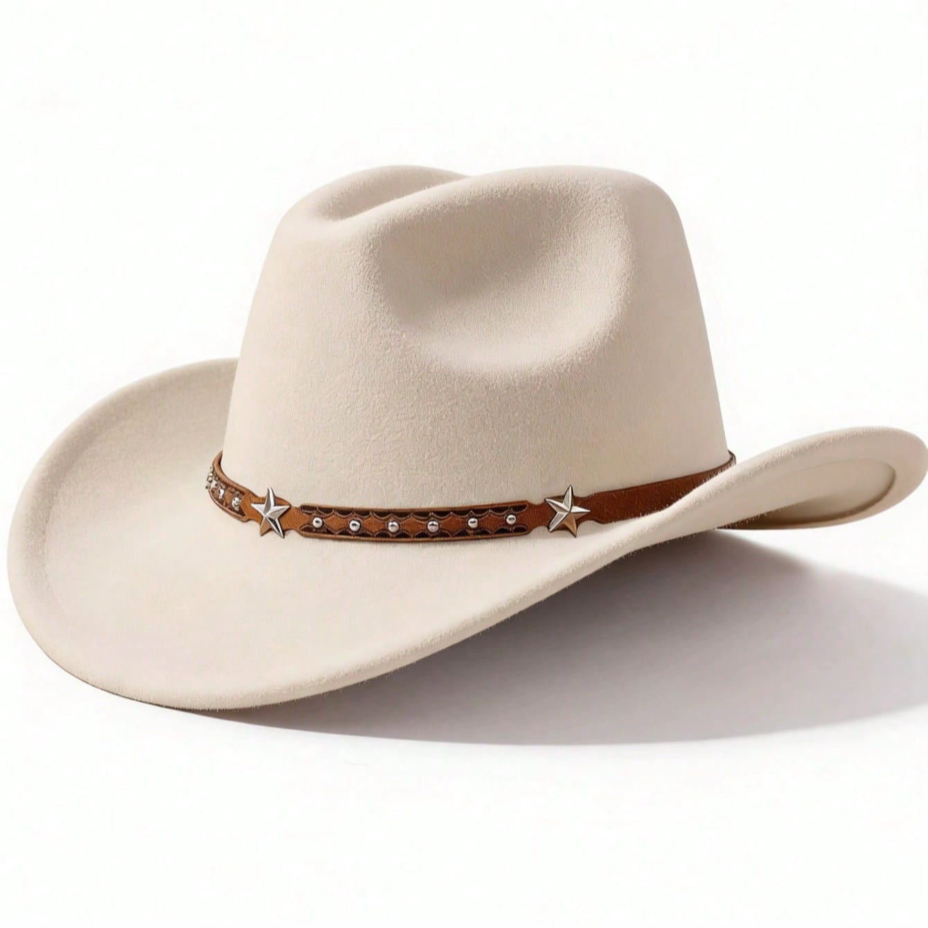 Pieza Sombrero de vaquero occidental, adecuado para hombres y mujeres, material de fieltro de lana suave, sombrero de vaquero con correa de cuero, ade
