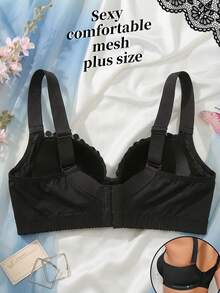 Women's Lace Padded Push-Up Bra, Comfortable Wide Straps, Lift And Enhance Bust, Breathable Backless Design, Suitable For Daily Wear - Black - View 3
