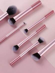 7件套粉色专业化妆刷套装，包含腮红刷、散粉刷、遮瑕刷、眼影刷，全套化妆工具，非常适合旅行和送礼。 - 粉色 - 查看 5