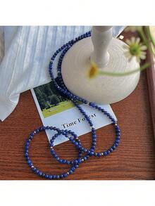 Dây chuyền đá Lapis Lazuli hình tròn đôi, dây chuyền hai lớp ôm sát xương quai xanh, trang sức năng lượng đá trí tuệ dành cho nữ, thiết kế độc đáo, món quà thanh lịch dành tặng người bạn thân nhất. - Nhiều màu - Xem 3