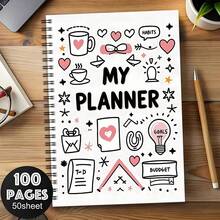 1pc 7-Day Undated Daily & Weekly Planner Notebook, With Spiral Binding, Hour Tracker, To-Do List, Meal & Hydration Tracker, Gratitude & Fitness Log, Efficient Time Management - A5 - View 10