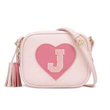 心形26字母斜挎包，可爱方形手提包，配有可调节肩带，可装手机、硬币、现金、卡片 - 彩色 - 查看 23