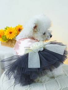 PETCIRCLE 1pc Pet Dress, Lightweight Breathable Mesh Skirt For Small Dogs & Cats, Spring/Summer New Arrival - Pink - Pink - View 2