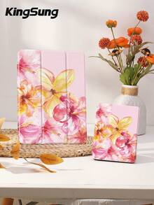 Kingsung Étui de protection pour tablette avec motif floral, compatible avec iPad 9.7/10.2/10.5/10.9/12.9 pouces/Pro 11 pouces, 10e génération, Galaxy Tab S6 Lite 10.4 pouces, Kindle Paperwhite 12e génération 2024, Kindle 11e génération 2022, Clara Color. Protection antichoc douce, support pour support intelligent/réveil/veille automatique - Multicolore - Voir 9
