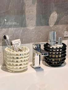 1pc Bathroom Vanity Organizer Tray For Facial Towel, Toothbrush, Cosmetics And Other Toiletries - Multicolor - View 5