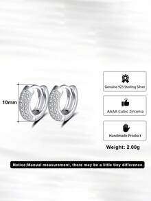 ORSA JEWELS 1pc 925 Sterling Silver Rhodium Plated Round Cut Cubic Zirconia Earrings, Unisex Wedding Party Banquet Gift, 2026 Fashion Ear Jewelry - SE103 - View 7