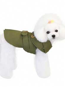 Chaqueta de estilo europeo y americano para mascotas, cortavientos para perros, ropa para mascotas, abrigo para perros, bata larga estilo británico, ropa para gatos, gabardina europea, atuendo para animales - Beis - Ver 8