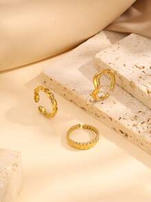 Camhanno 1枚创新型不锈钢开口戒指，适合作为送给女朋友的礼物 - 款式1 - 查看 5