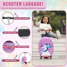 Aafan Ride On Scooter Suitcase With Foldable Design, Smooth Wheels And Spacious Storage - Unicorn - View 2
