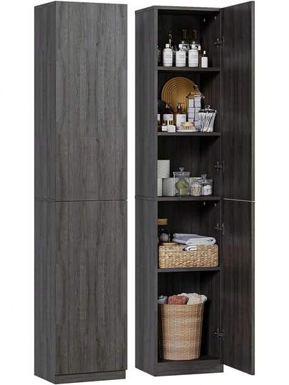 Librero,Estante Organizador,Alacenas Para Cocina,Mueble Organizador,Alacenas Para Despensa,Espacio de Almacenamiento Cinco Niveles Con Puerta de Vidrio,El Tamaño es 32*30*182CM(Blanco)