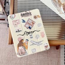 1pc Wanderlust Travel Girl Protective Cover With Pen Slot Multi-Angle Magnetic Stand Cover With Auto Sleep/Wake,Tablet Case Compatible With IPad Pro/Air/Compatible With Samsung Galaxy A9/S9/S7/S10+/Compatible With XIAOMI Pad/5/6/7 - Multicolor - View 3