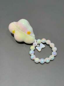 Niche Laser Cloud Pearl Chain Suitable For Pods3 Protective Case, Pods 4th Gen, Apple Pods 1/2 Pro Wireless Bluetooth Earphone Cover, Anti-Drop Soft - White - View 3